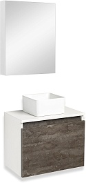 Runo Мебель для ванной Бари 50 Uno подвесная железный камень/белая – фотография-1